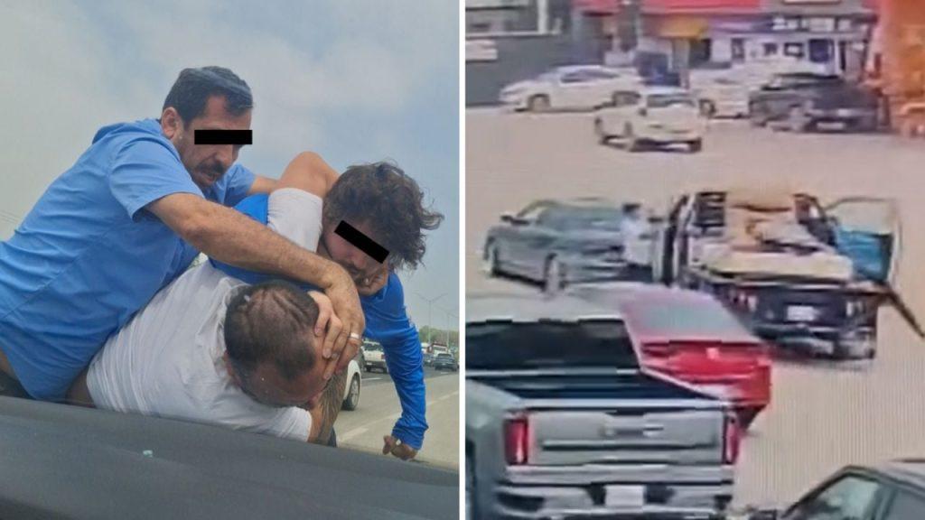 pelea en medio del Tráfico en Santiago